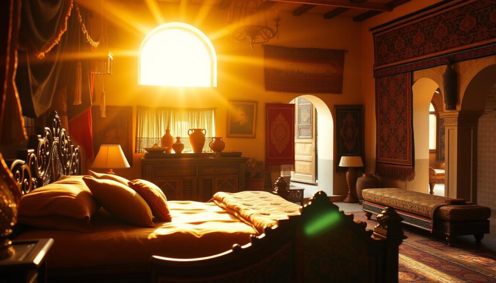 chambre marocaine avec décorations artisanales